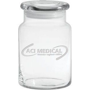 26 Oz. Apothecary Jar w/Flat Lid - Etched