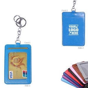 PU Leather 2 Pockets Card Holder Key Chain