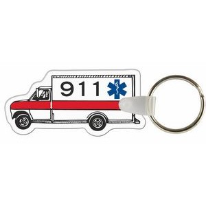 Custom Key Tags - Full Color On White Vinyl - Ambulance