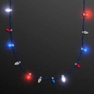 0.5" Mini Bulbs Red White Blue LED Necklace - BLANK