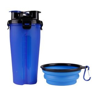 2-in-1 Portable Pet Food Water Cup With Folding Bowls