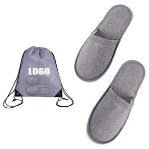 Closed Strap Linen Travel Thick Slipper w/Backpack