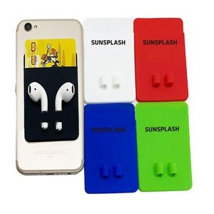 Multicolor Silicone Phone Wallet With Earbuds Holder