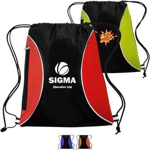 Two Color Mesh Drawstring Side Zipper Backpacks