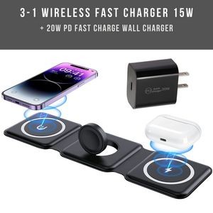 3-1 Foldable Wireless Charger + 20W WALL CHARGER