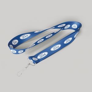 5/8" Blue custom lanyard printed with company logo with Jay Hook attachment 0.625"