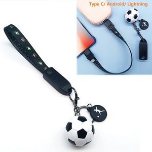 3in1 Mobile Phone Lanyard Charging Data Cable Soccer Football Game Hanging