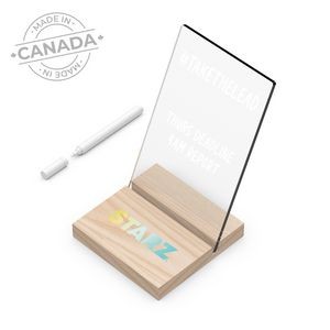 ClearPad Eco : Reusable clear memo pad with maple wood base