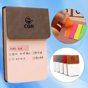 Portable Rainbow Memo Pad with Half-Cover in PU Material