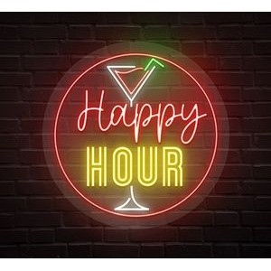 Happy Hour Bar Neon Sign (44" x 44")