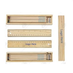 12 Colouring Pencils & Sharpener In Ruler Box
