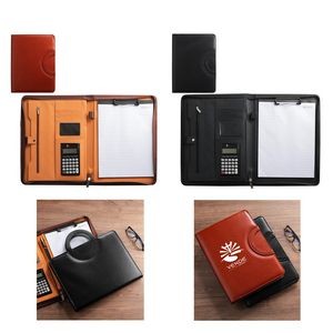 A4 Leather Multifunctional Zipped Portfolio with Handle