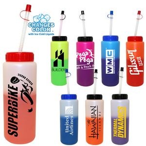 32 Oz. Mood Sports Bottle w/Flexible Straw (Spot Color)