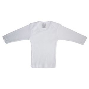 Rib Knit White Long Sleeve Lap T-Shirt