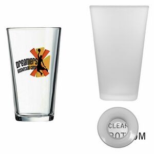 16oz Frosted Pint Mixing Glass w/Clear Bottom - Dishwasher Resistant - Precision Spot Color