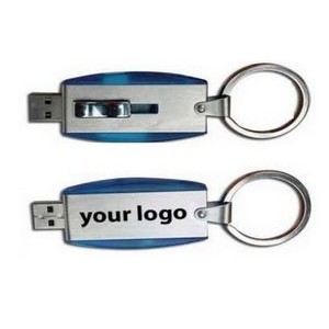 Ovaloid Translucent Colored USB Drive W/Aluminum Inlay & Key Ring