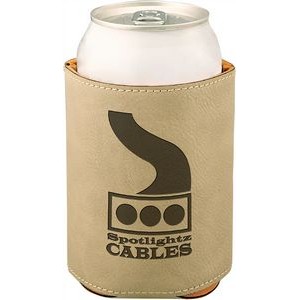 Light Brown Beverage Holder, Laserable Leatherette, 3-3/4"H