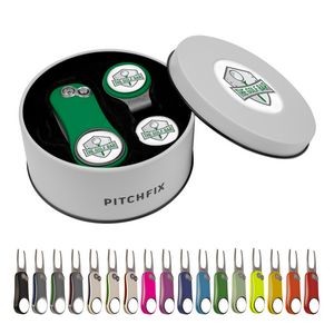 Pitchfix® Hybrid 2.0 Golf Divot Repair Tool - Deluxe Gift Set w/ Hat Clip