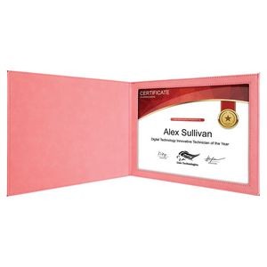 Certificate Holder, Faux Leather Pink, 9" x 12"