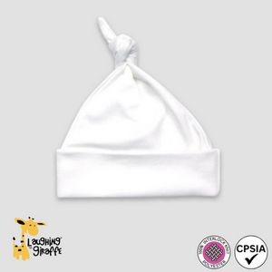 Baby Knotted Beanie Hat White 100% Polyester- Laughing Giraffe®