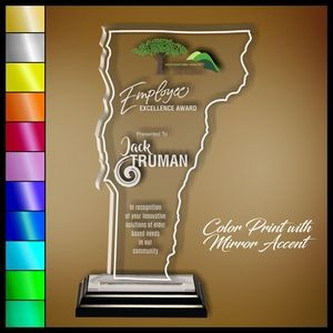 7" Vermont Clear Acrylic Award with Color Print and Mirror Accent