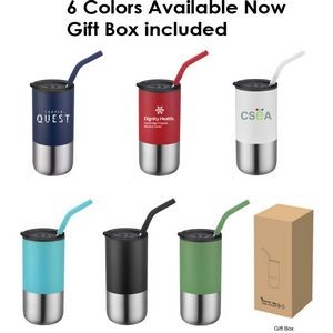 16 Oz. Double Wall Tumbler With Silicon Tip Straw