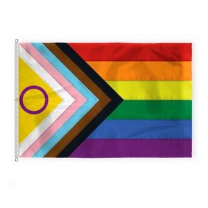 10 ' x 15 ' 1ply Nylon Intersex Progressive Pride Deluxe Flag