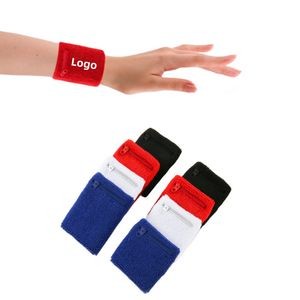 Knit Sports Wristbands with Zipper Pocket