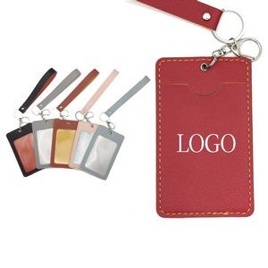 Lanyard PU Leather Card Holder