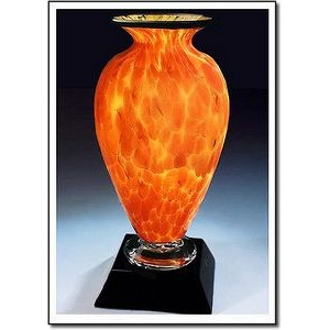 Fireblaze Mercury Art Glass Vase w/ Marble Base (5"x11.5")