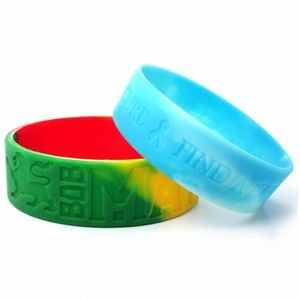 1" Wide Multicolor Silicone Wristband (Debossed Or Embossed)