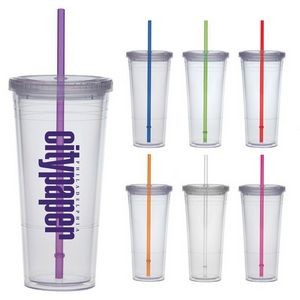 24 Oz. Carnival Cup w/Color Straw & Clear Lid