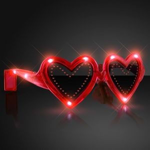 Heart Shaped Red Light Up Sunglasses - BLANK