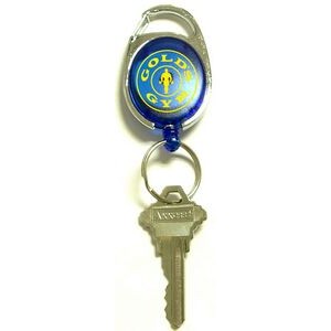 Oval Retractable Key Ring with Metal Carabiner Clip