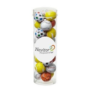 Small Tubes with Clear Cap - Chocolate Sport Balls