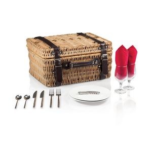 Champion Picnic Basket - Willow Basket w/Deluxe Picnic Service For 2