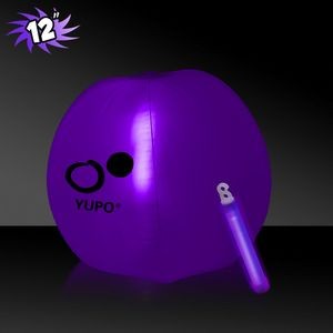 12" Inflatable Beach Ball w/Purple Light Stick
