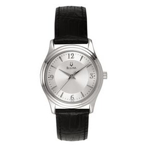 Ladies' Bulova® Classic Collection Silver Dial Watch w/Black Leather Strap