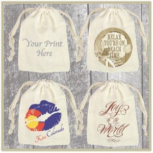 3"x 4" Custom Printed Cotton Pouch with Drawstring