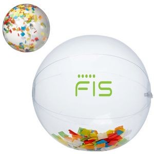16" Multi Color Confetti Filled Round Clear Beach Ball