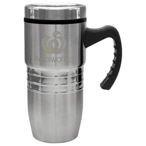 18 Oz. Steel City Stainless Mug w/Polished Rings - Laser Etched
