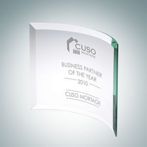 Beveled Bent Jade Glass Award Plaque (Extra-Extra Large)