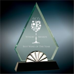 9.75" Diamond Horizon Jade Glass Award with Black Base