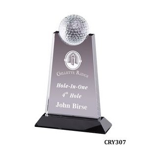 Dimpled Golf Ball Apex Award on Black Crystal Base, 5-3/4"x 9"H