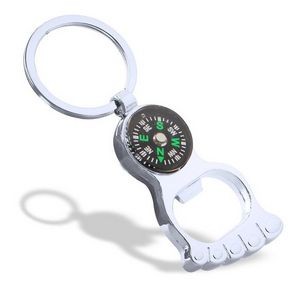 Foot Bottle Opener Compass Keychain