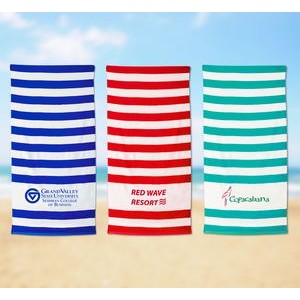 100% Cotton Velour Cabana Stripe Beach Towel 30"x60"
