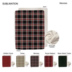Stock Plaid Design Plush Sherpa Lined Micro Mink Throw, 60"x80", Sublimated
