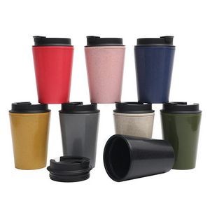 12 Oz. Double Wall Wheat Straw Coffee Cup with Lid
