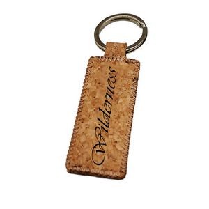 Cork Wood Rectangle Keychain