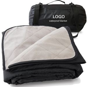 Portable Waterproof Polar fleece camping blanket w/tote bag